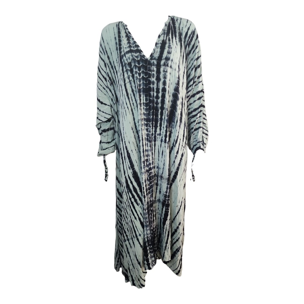Style Park 1 Dress Womens Size 3X Mint Green Black Tie Dye Made in Bali Beachy